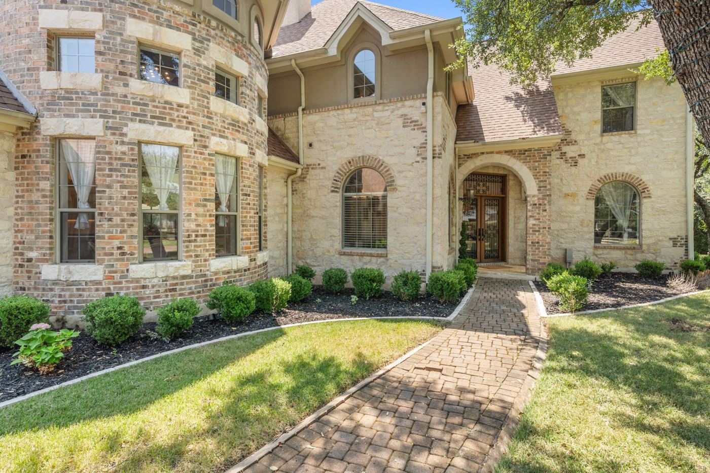 Front walk to the arched entry