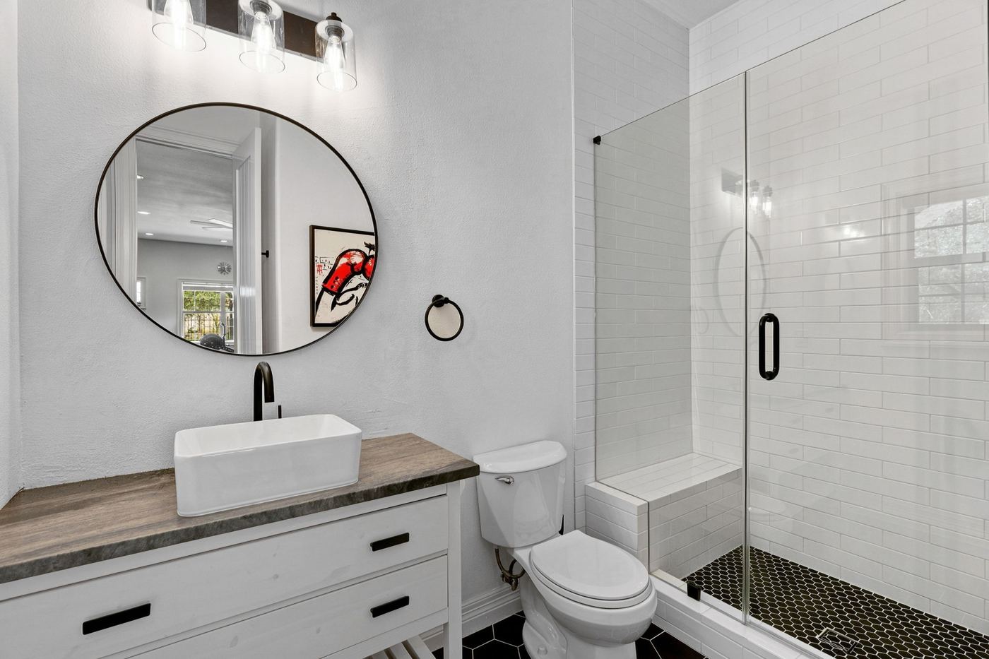 Gym bath with vessel sink